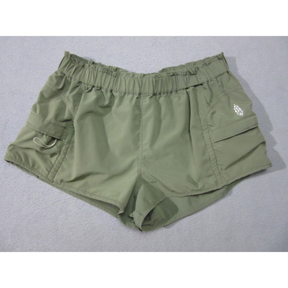 Free People Shorts Womens Small Green Cargo Pockets Elastic Waist Movement Logo
